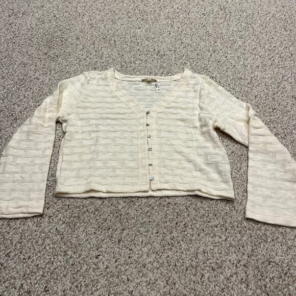 Madewell Sweaters - NWT Madewell Basket Weave Stitch Long Sleeve Sweater Tee Sz L Cream Preppy